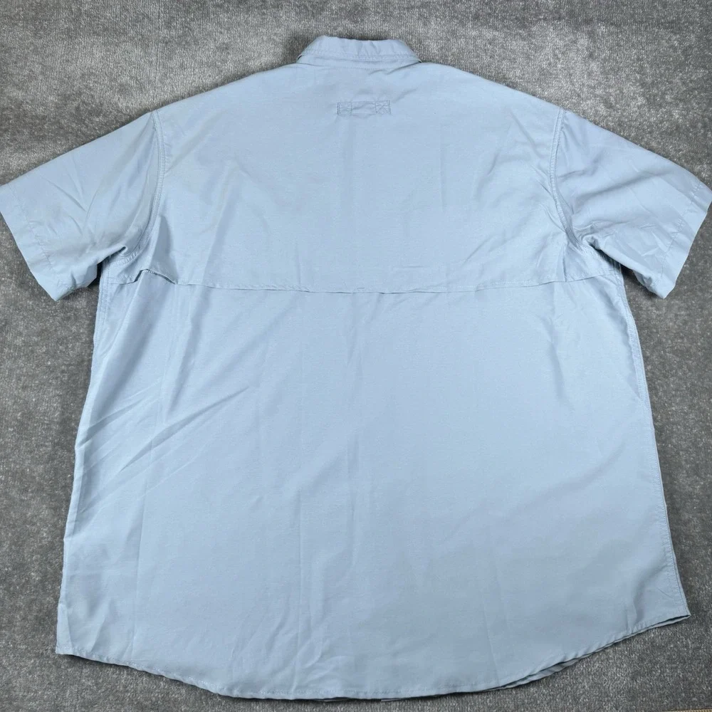 LL Bean Shirt Mens XXL Blue Vented Short Sleeve Button Up Outdoor Hiking Fishing